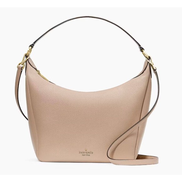 New Kate Spade Leila Hobo Shoulder Bag Pebble Leather Warm Beige - Picture 1 of 5